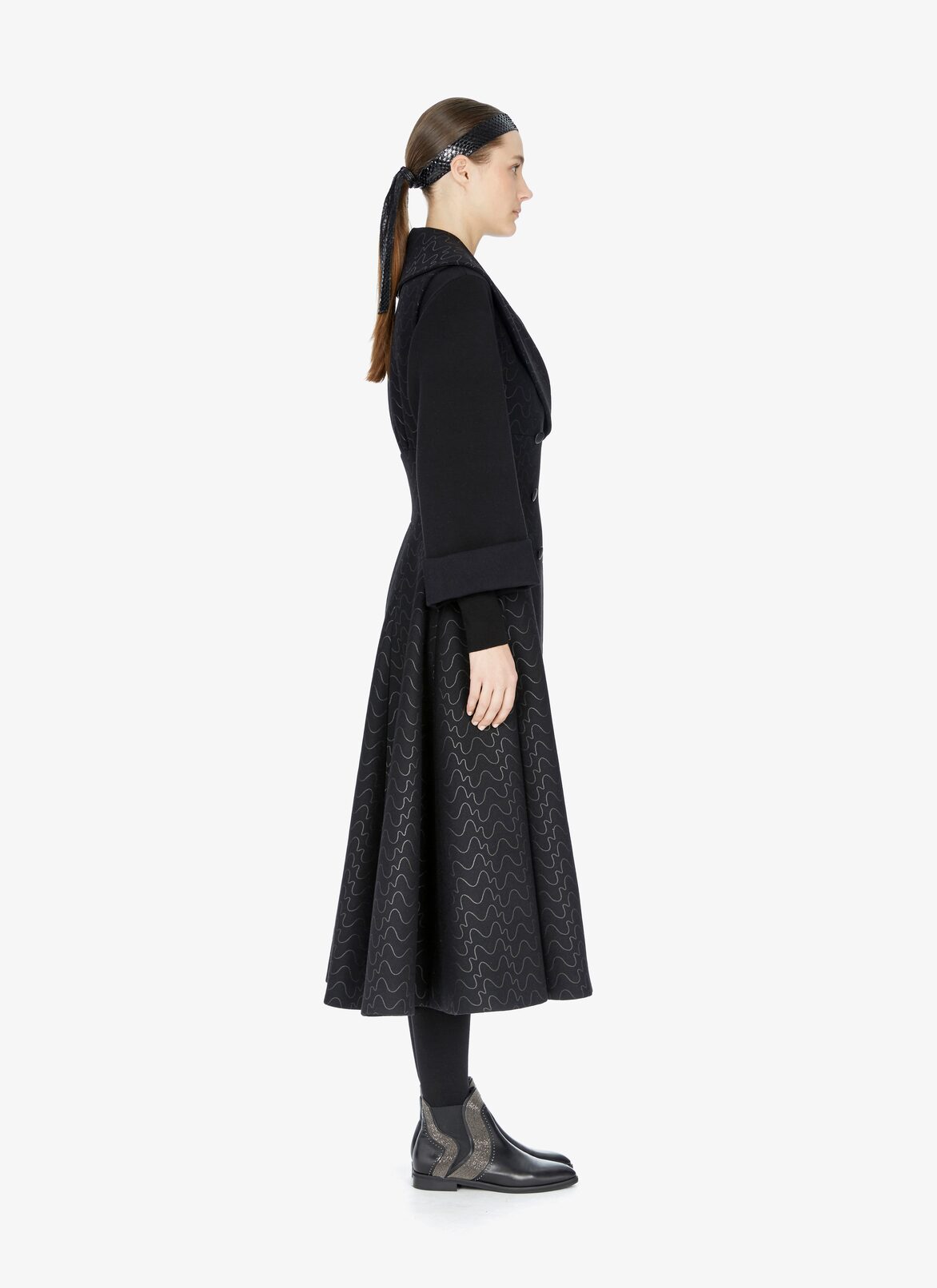 SLEEVELESS COAT DRAP FILIGRANE LUX BLACK/BLACK ALAÏA BLACK/BLACK SLEEVELESS COAT DRAP FILIGRANE LUX BLACK/BLACK